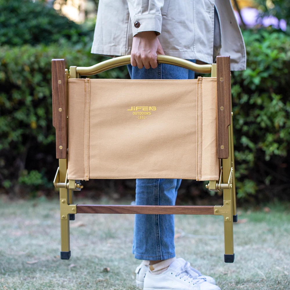 JIFENG Brass Metal & Canvas North American Black Walnut Wood 2 Seconds Open Indoor or Outdoor Camping Folding Chair
JIFENG Brass Metal & Canvas North American Black Walnut Wood 2 Seconds Open Indoor or Outdoor Camping Folding Chair