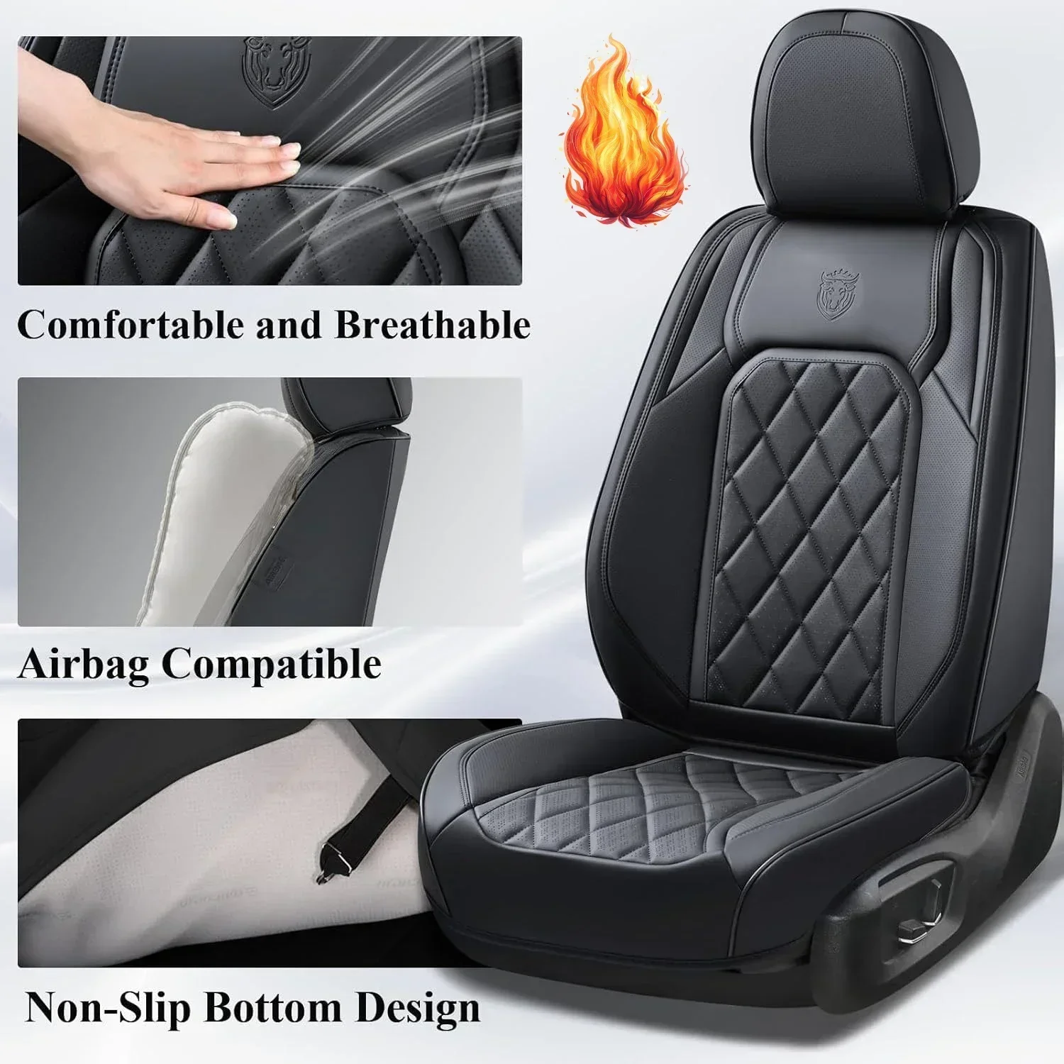 Car Seat Covers Full Set, Front and Back Covers for Cars, Luxury Faux Leather Waterproof Covers, Black Car Covers
Car Seat Covers Full Set, Front and Back Covers for Cars, Luxury Faux Leather Waterproof Covers, Black Car Covers