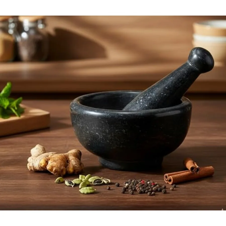 6" Natural Stone Mortar and Pestle Set Heavy Duty Spice and Herb Grinder Guacamole Masher Non-Porous Odor Resistant Garlic Crus
6" Natural Stone Mortar and Pestle Set Heavy Duty Spice and Herb Grinder Guacamole Masher Non-Porous Odor Resistant Garlic Crus