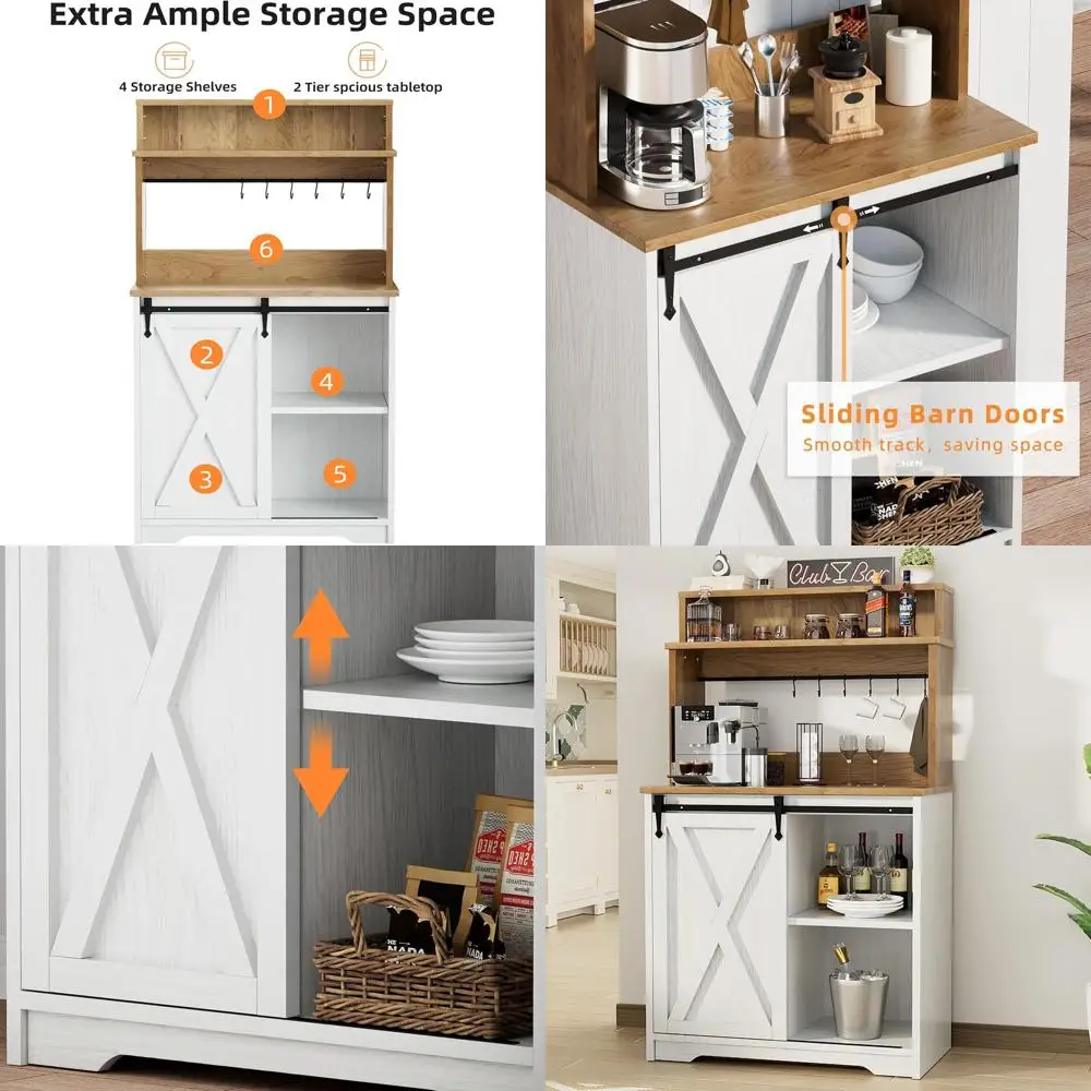 31 Coffee Bar Cabinet, Compact Bar Table with 3-Tier Shelf, Sliding Door, White Coffee Station Organizer for Kitchen and Dining
31 Coffee Bar Cabinet, Compact Bar Table with 3-Tier Shelf, Sliding Door, White Coffee Station Organizer for Kitchen and Dining