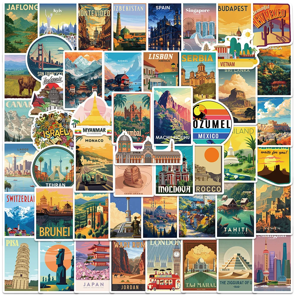 10/30/50/100pcs Retro World Travel Posters Stickers Beautiful Landscape Decals Waterproof Decorative Luggage Guitar Laptop
10/30/50/100pcs Retro World Travel Posters Stickers Beautiful Landscape Decals Waterproof Decorative Luggage Guitar Laptop