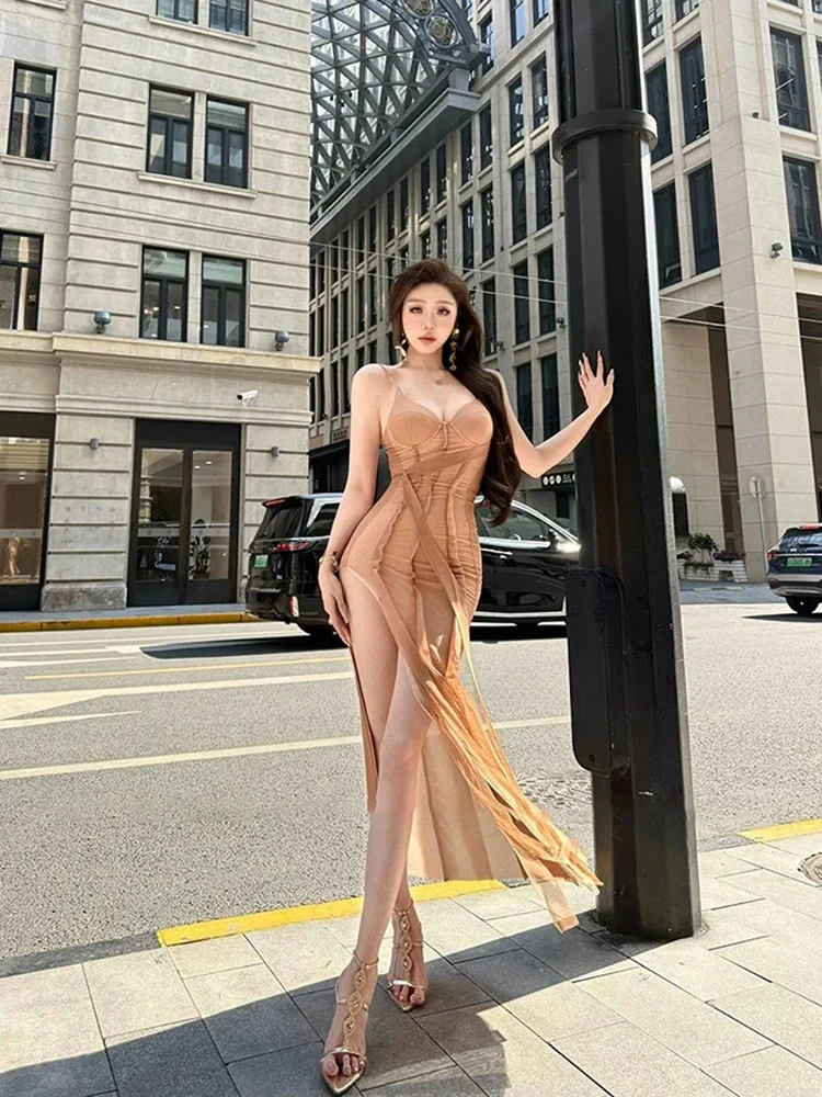 Sexy Net Gauze Sash Dress SYXATN N13 Women's Long Wrap around Skirt Style Spring Summer Open Split Strapless High Waist Gown
Sexy Net Gauze Sash Dress SYXATN N13 Women's Long Wrap around Skirt Style Spring Summer Open Split Strapless High Waist Gown