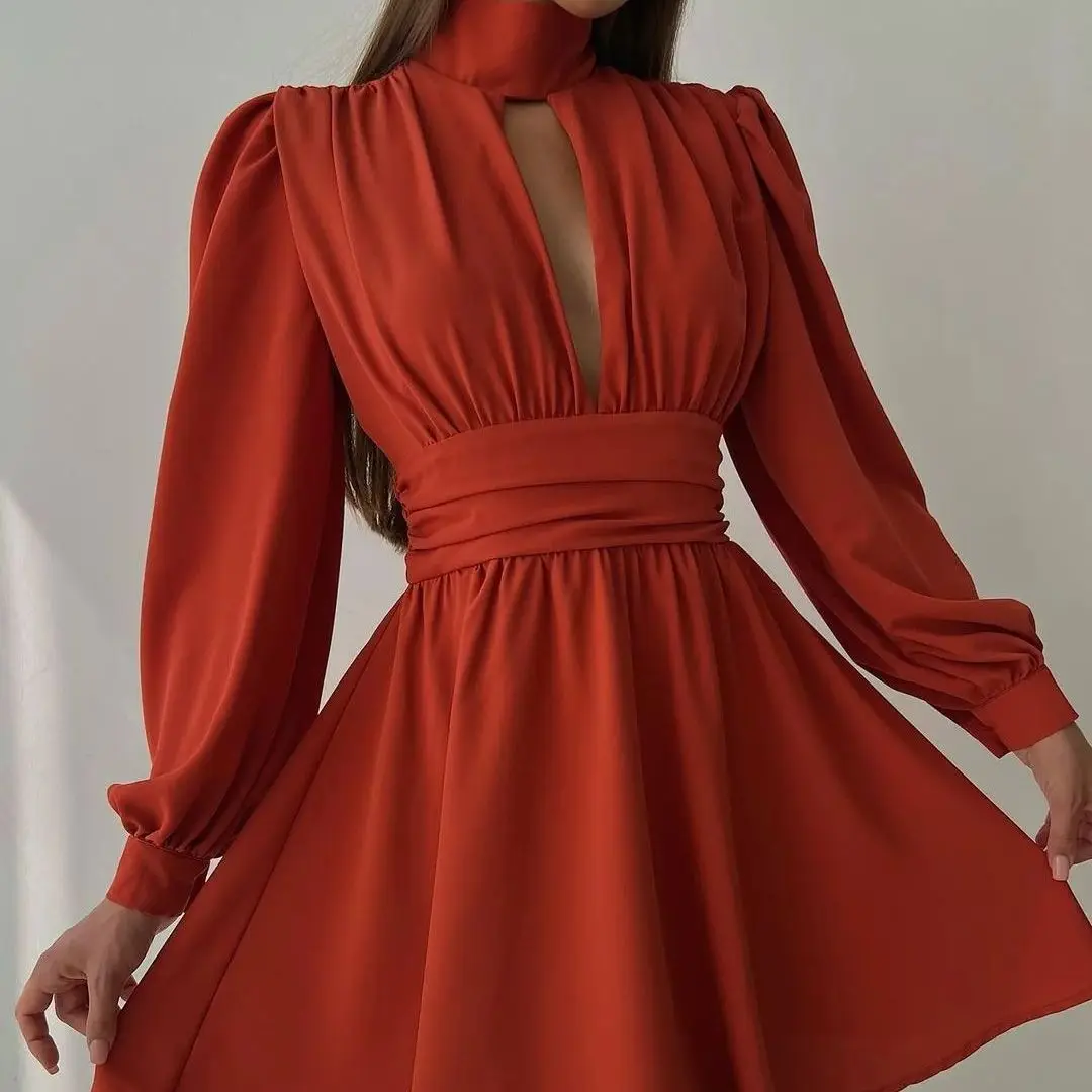 Red Long Sleeves Evening Dresses Halter V Neck Knee Length Chiffon Prom Dresses Saudi Arabia Women's Formal Dress
Red Long Sleeves Evening Dresses Halter V Neck Knee Length Chiffon Prom Dresses Saudi Arabia Women's Formal Dress