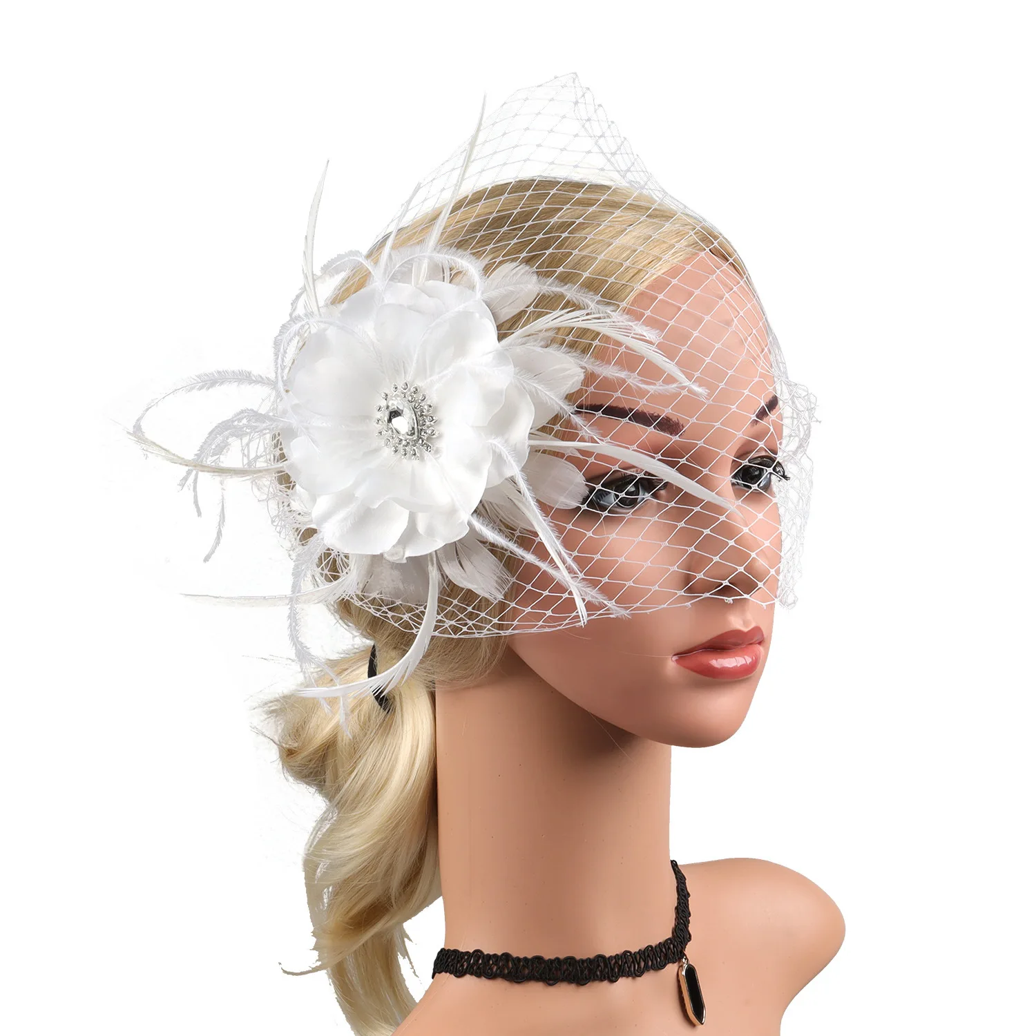 White Feather Hair Clip Bridal Veil Mesh Bridal Hair Accessories Fascinator Hat Costume
White Feather Hair Clip Bridal Veil Mesh Bridal Hair Accessories Fascinator Hat Costume