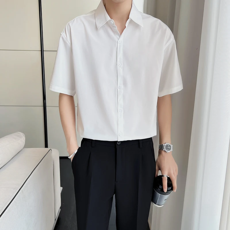 Summer New Korean Fashion White Black Harajuku Handsome Men's Short Sleeve Shirts
Summer New Korean Fashion White Black Harajuku Handsome Men's Short Sleeve Shirts