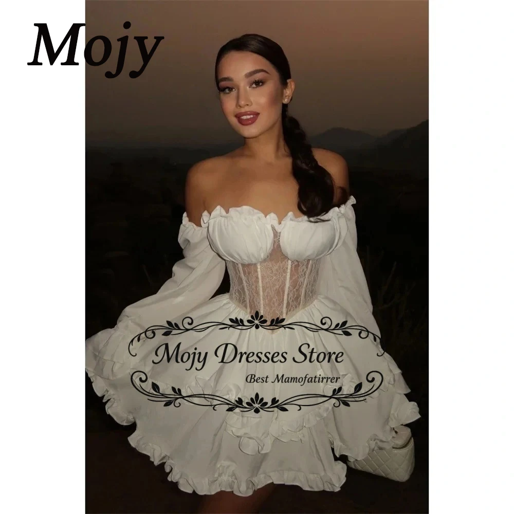 Mojy 2026 White Off the Shoulder Wedding Dress Long Sleeve Satin vestidos de noche Sexy Mini A-Line robe de mariée Customized
Mojy 2026 White Off the Shoulder Wedding Dress Long Sleeve Satin vestidos de noche Sexy Mini A-Line robe de mariée Customized