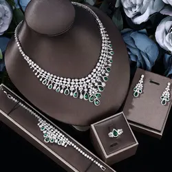2025 Zircon Super Deluxe Tassel Water Drop Big Wedding Bridal Necklace Earrings 4 Pieces Nigerian Dubai Women's Jewelry Set 2025 Zircon Super Deluxe Tassel Water Drop Big Wedding Bridal Necklace Earrings 4 Pieces Nigerian Dubai Women's Jewelry Set