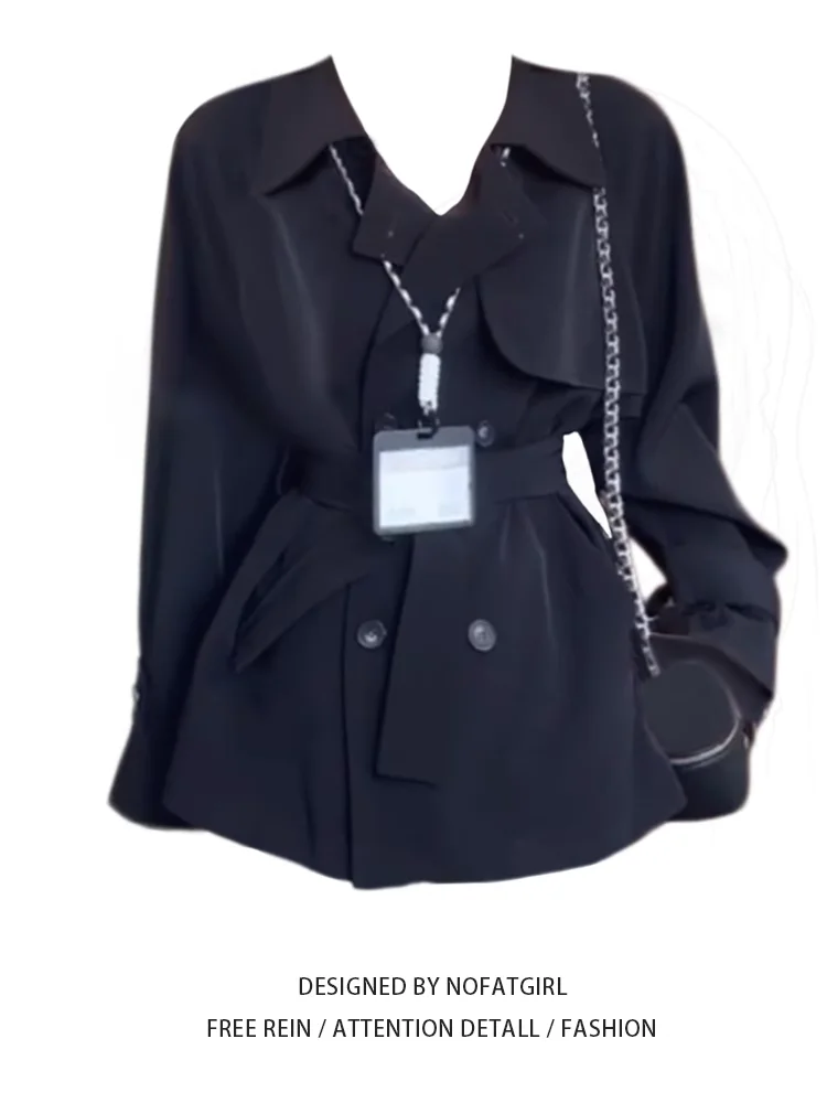 plus Size Women's Bla Vintage Windbreaker Jaet Belted Waist ing High Faion Autumn New Sle Korean Loose Fit Coat
plus Size Women's Bla Vintage Windbreaker Jaet Belted Waist ing High Faion Autumn New Sle Korean Loose Fit Coat