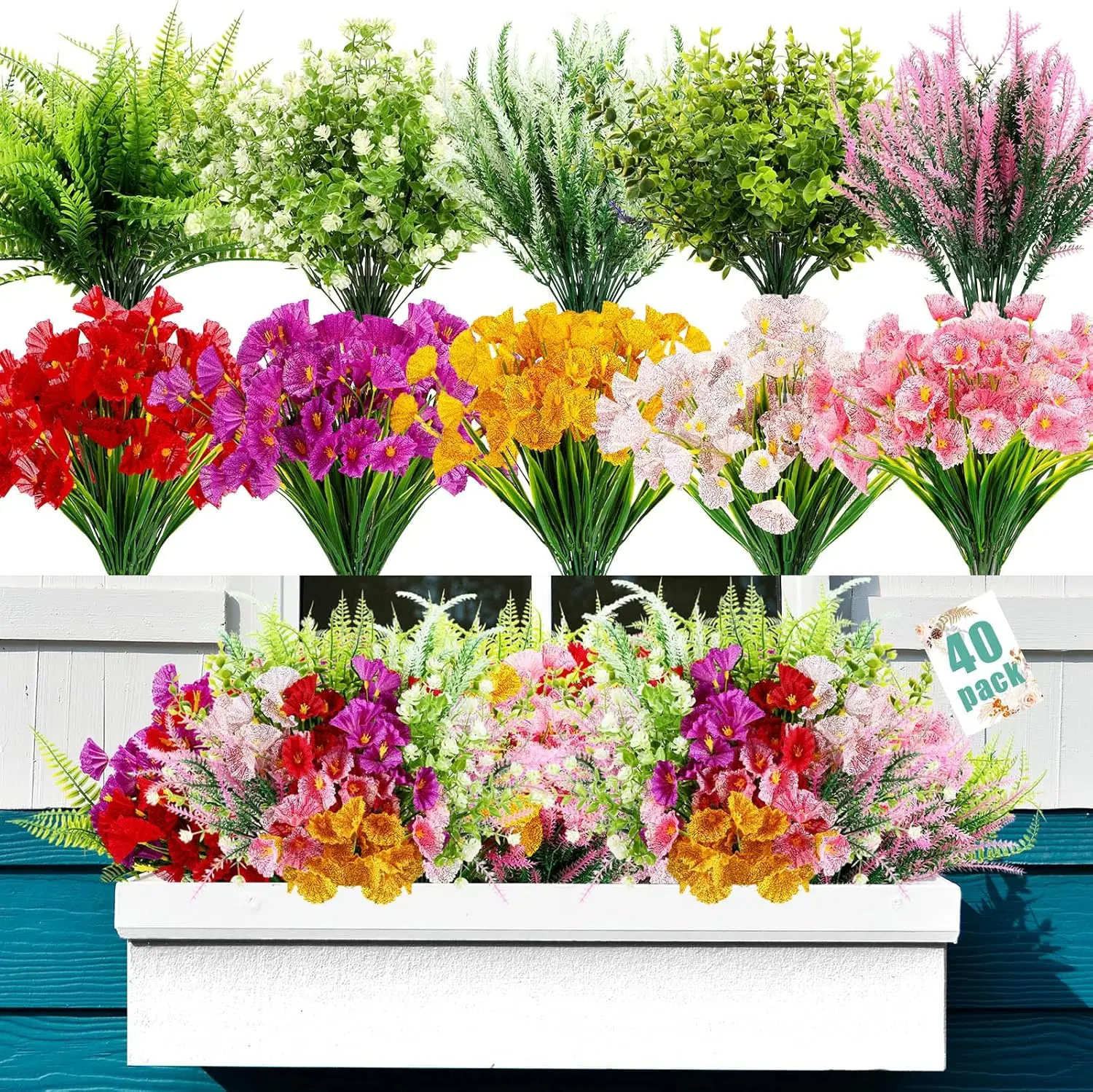 40 Bundles Artificial Flowers for Outdoor No Fade Faux Artificial Plants Shrubs Colorful Decor Plastic Fake Flower 10 Ki
40 Bundles Artificial Flowers for Outdoor No Fade Faux Artificial Plants Shrubs Colorful Decor Plastic Fake Flower 10 Ki