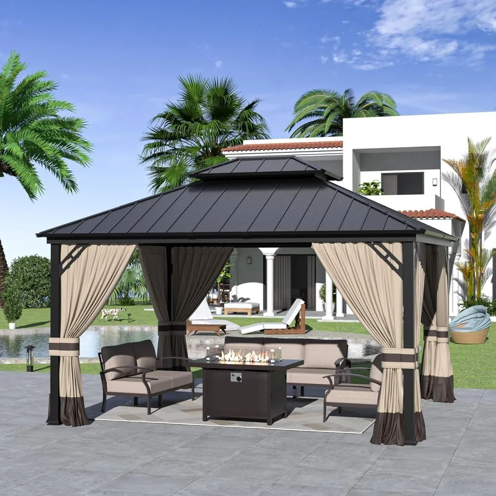 12'x14' Hardtop Metal Gazebo with Galvanized Steel Double Roof Curtain & Netting Aluminum Permanent Pavilion , Custom
12'x14' Hardtop Metal Gazebo with Galvanized Steel Double Roof Curtain & Netting Aluminum Permanent Pavilion , Custom