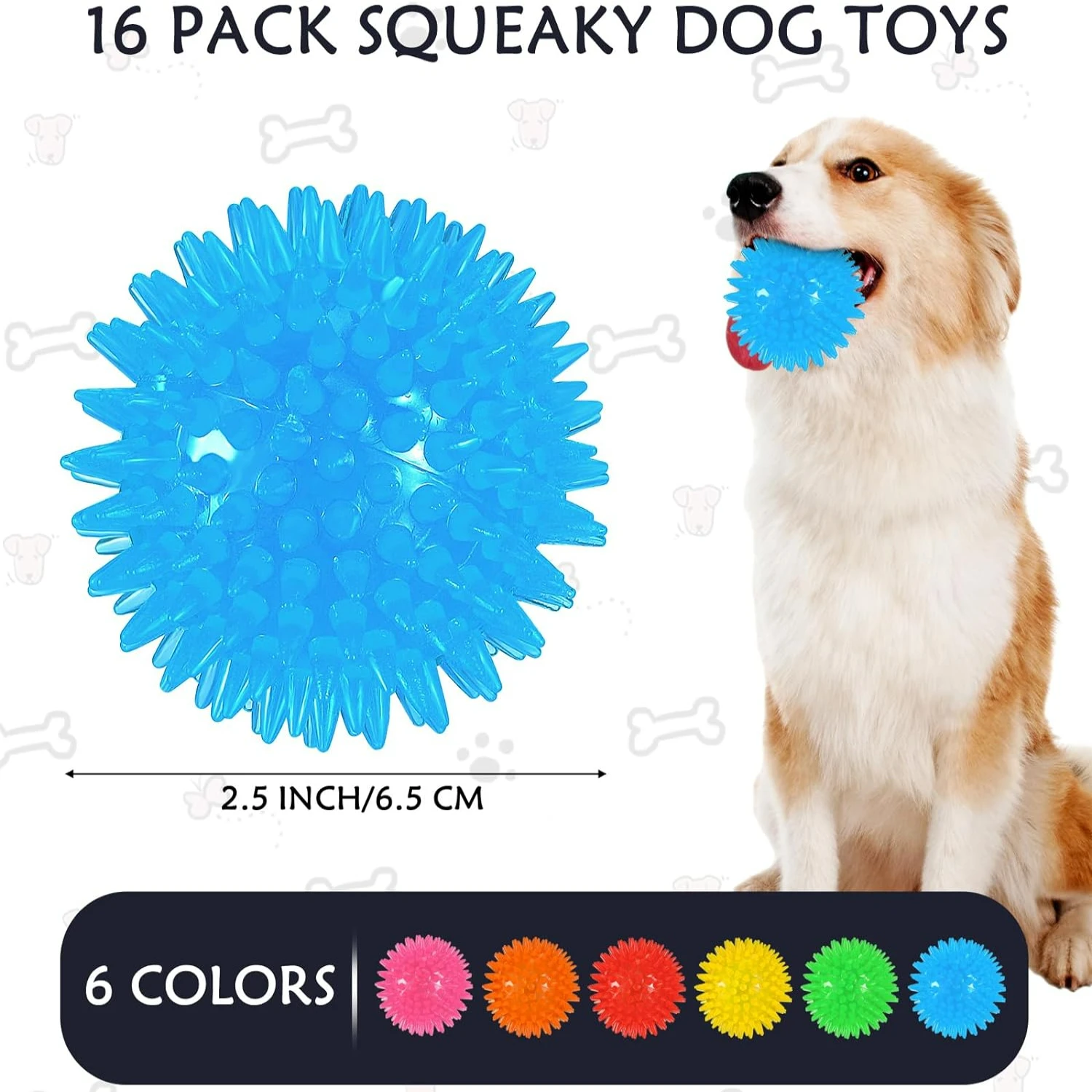 Colorful, Durable Spiky Dog Ball Toys - Set of 16 - Perfect for Small and Medium Dogs - Interactive and Engaging - Chewable TPR
Colorful, Durable Spiky Dog Ball Toys - Set of 16 - Perfect for Small and Medium Dogs - Interactive and Engaging - Chewable TPR