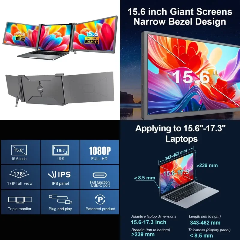 【CHIMU HOME】15.6 Inch Foldable Portable Dual Screen Extender 16:9 IPS LCD Panel For Laptop PC Multi Display
【CHIMU HOME】15.6 Inch Foldable Portable Dual Screen Extender 16:9 IPS LCD Panel For Laptop PC Multi Display