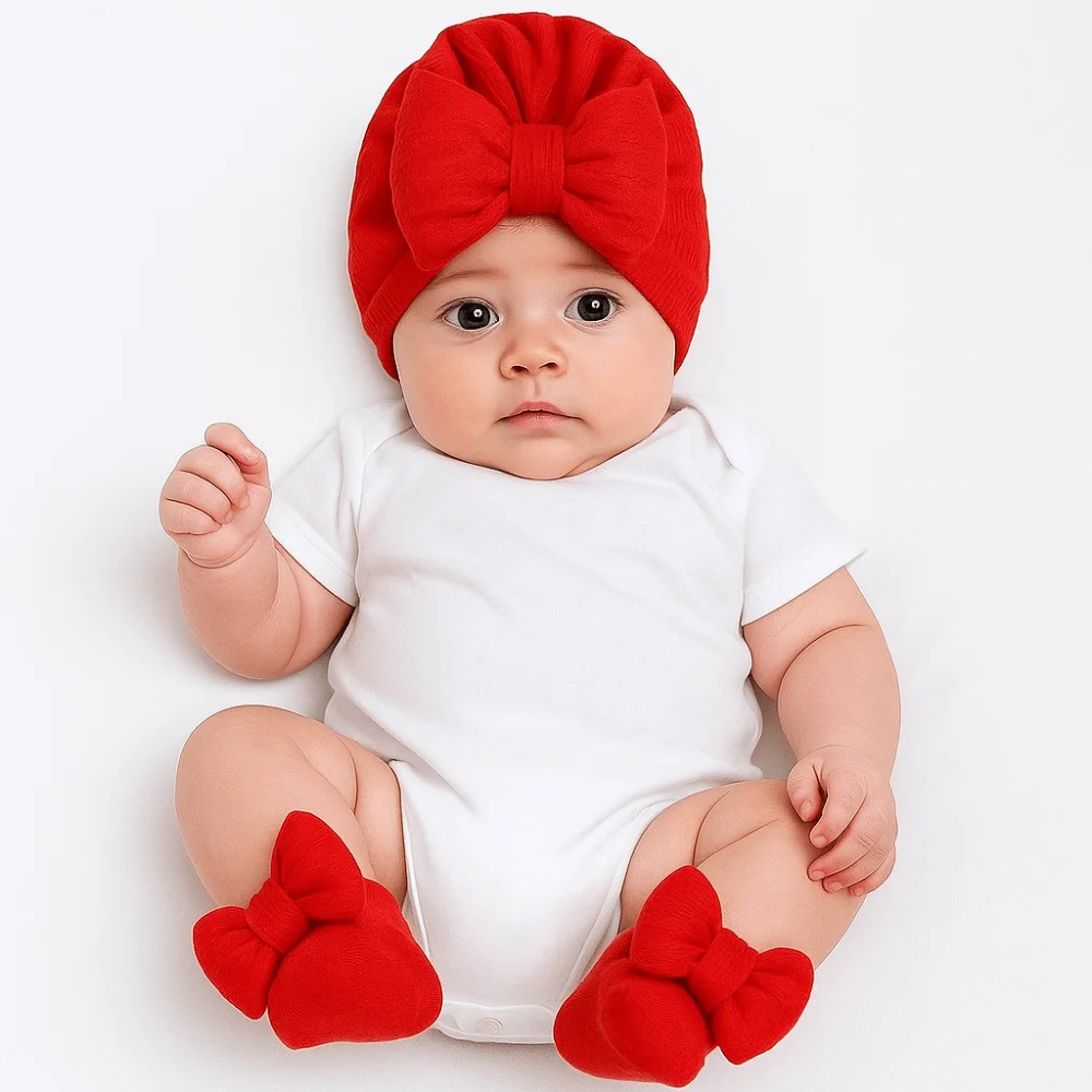 Cotton Knit Baby Hat Socks Set 0-12 Months Big Bowknot Baby Bow Fetal Cap Elastic Windproof Newborn Turban Hat Home/Outdoor
Cotton Knit Baby Hat Socks Set 0-12 Months Big Bowknot Baby Bow Fetal Cap Elastic Windproof Newborn Turban Hat Home/Outdoor