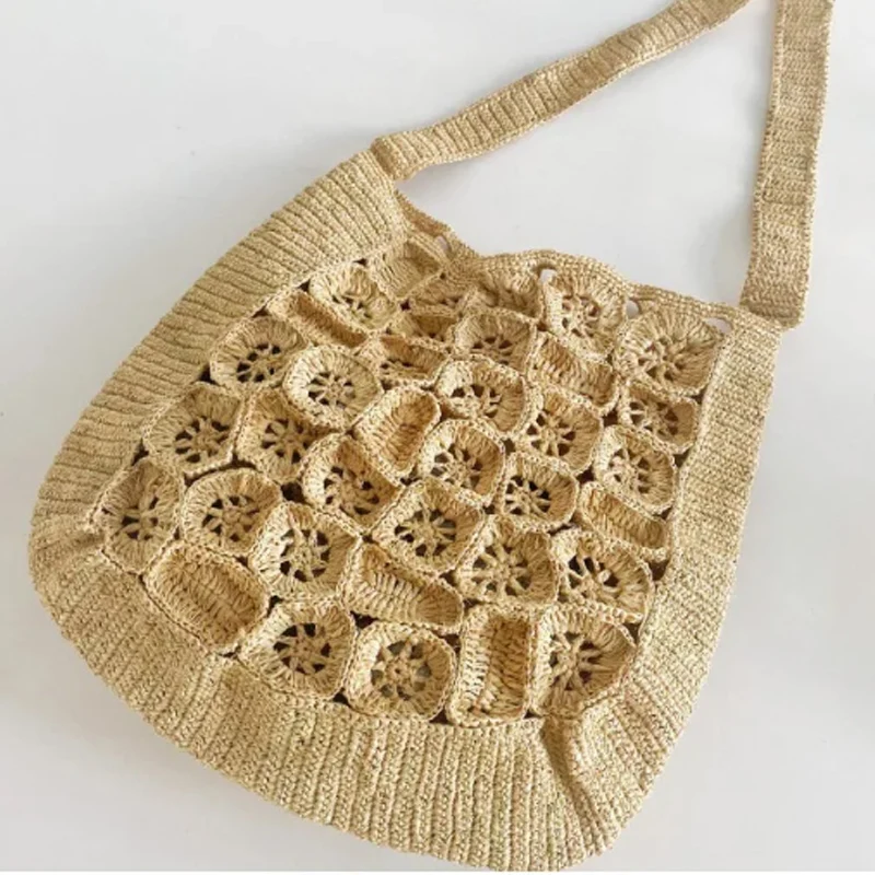 NEW Handmade Woven Tote Bag Large Capacity Flower Lafite Grass Shoulder Bag Handmade Needle Hook Cross-border Hand-held Bag
NEW Handmade Woven Tote Bag Large Capacity Flower Lafite Grass Shoulder Bag Handmade Needle Hook Cross-border Hand-held Bag
