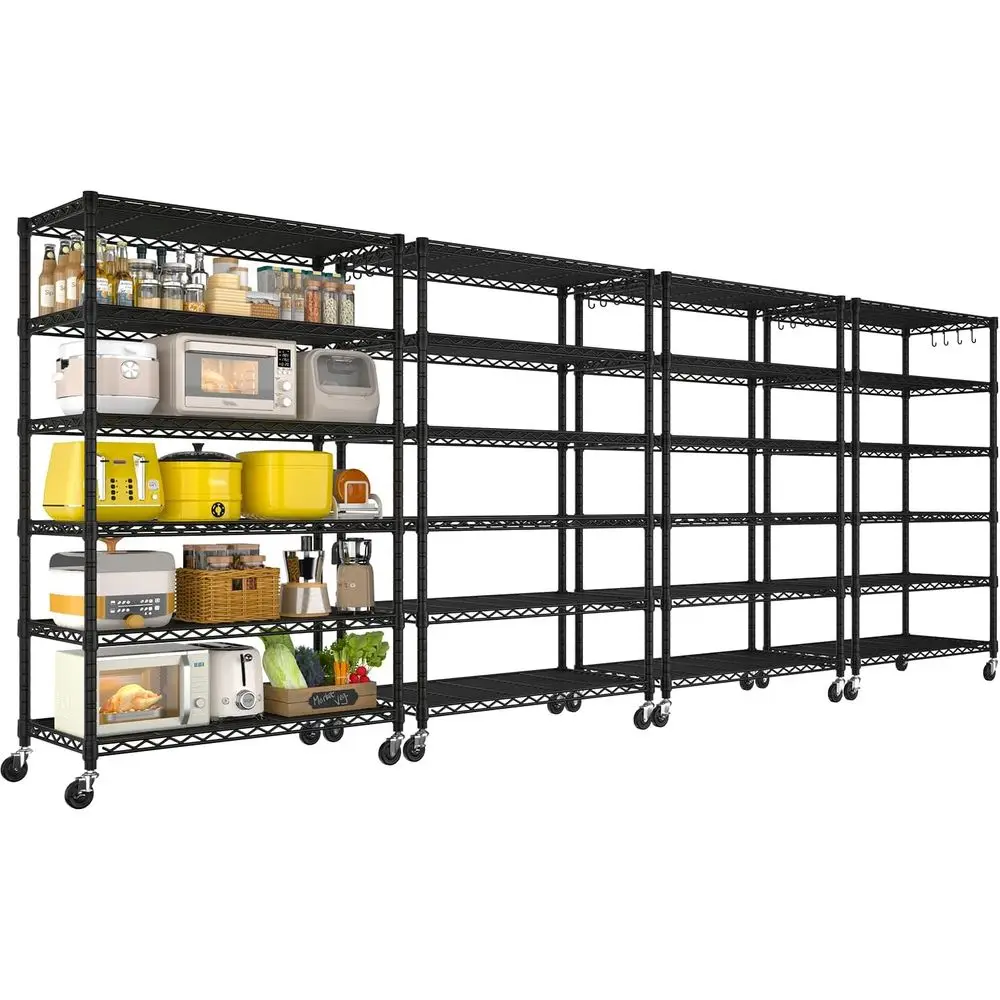 6-Tier Heavy-Duty Steel Wire Shelving with Wheels, 79H x 36W x 16D, 1500 lbs Capacity, Adjustable Rolling Rack for Kitchen, Gara
6-Tier Heavy-Duty Steel Wire Shelving with Wheels, 79H x 36W x 16D, 1500 lbs Capacity, Adjustable Rolling Rack for Kitchen, Gara
