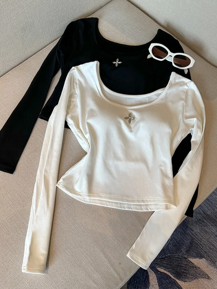 Elegant Short Sleeve Long Sleeve Women's T-Shirt Design Sensual Short Style Base Shirt Outerwear Korean Style Commute Wind
Elegant Short Sleeve Long Sleeve Women's T-Shirt Design Sensual Short Style Base Shirt Outerwear Korean Style Commute Wind