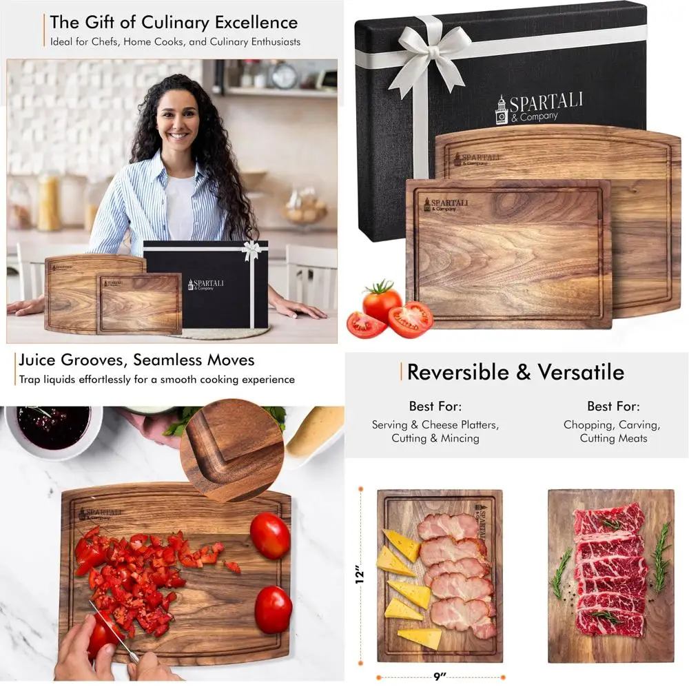 American Black Walnut Chopping Boards, Reversible with Juice Grooves, Set of 2 - 12x9 & 15x12, Gift Boxed
American Black Walnut Chopping Boards, Reversible with Juice Grooves, Set of 2 - 12x9 & 15x12, Gift Boxed