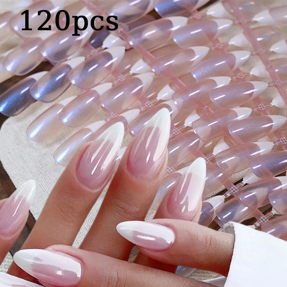 120pcs Aurora Chrome Long Almond False Nails French Tip Press On Nails Coffin Square Wearable Full Cover Pearls Shine Fake Nails
120pcs Aurora Chrome Long Almond False Nails French Tip Press On Nails Coffin Square Wearable Full Cover Pearls Shine Fake Nails