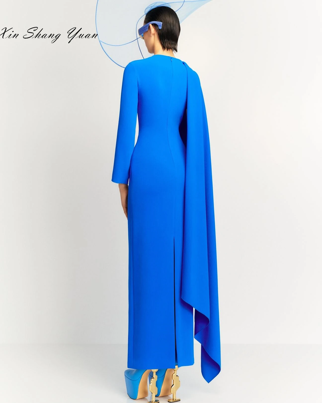 Customized Evening Dress Classic Blue Jersey One Shoulder Long Sleeves Celebrity Gowns Straight Ankle Length Party Dresses
Customized Evening Dress Classic Blue Jersey One Shoulder Long Sleeves Celebrity Gowns Straight Ankle Length Party Dresses