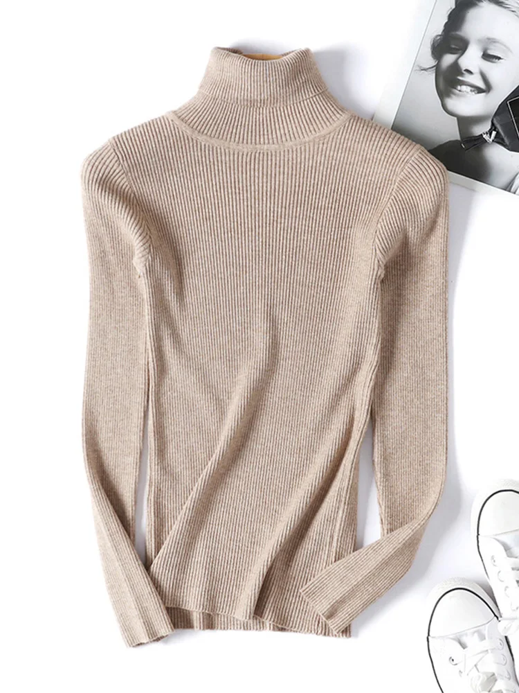 Women's Turtleneck Warm Sweater Soft High Elasticity Knitted Pullover Autumn Winter Femme Top Female Pull over Sweater
Women's Turtleneck Warm Sweater Soft High Elasticity Knitted Pullover Autumn Winter Femme Top Female Pull over Sweater