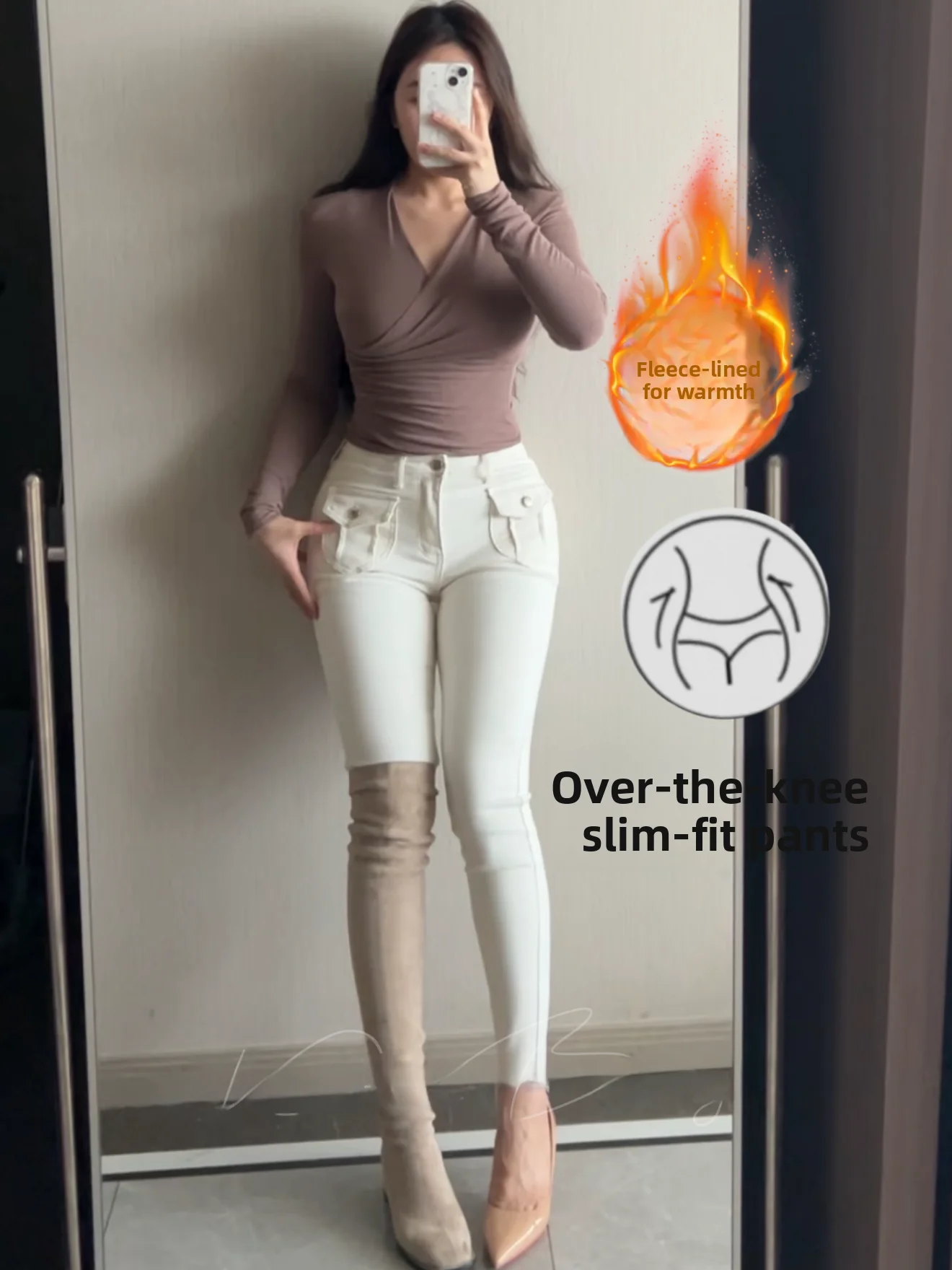 Slim Fit Fce Lined Denim Jeans High Waist Cotton Stretch Fabric Korean Sle with kets Warm And Sli for Women
Slim Fit Fce Lined Denim Jeans High Waist Cotton Stretch Fabric Korean Sle with kets Warm And Sli for Women