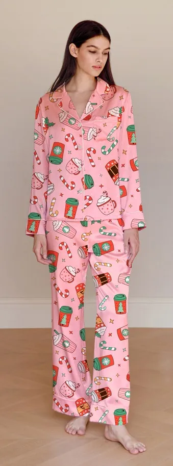 Women’s 2 Piece Christmas Pajama Set Long Sleeve Cartoon Pattern Print Button Up Shirt + Pants Set Autumn Sleepwear
Women’s 2 Piece Christmas Pajama Set Long Sleeve Cartoon Pattern Print Button Up Shirt + Pants Set Autumn Sleepwear