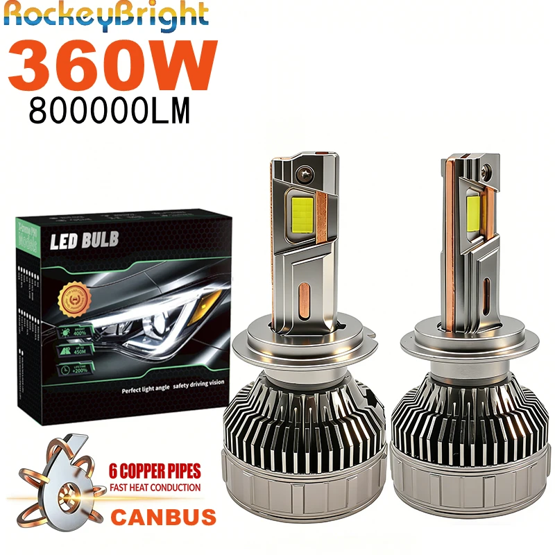 Светодиодная лампа для фар H7 360W 800000LM с 6 медными трубками, Canbus, сверхъяркая, 6000K, для автомобиля, противотуманная фара
Светодиодная лампа для фар H7 360W 800000LM с 6 медными трубками, Canbus, сверхъяркая, 6000K, для автомобиля, противотуманная фара