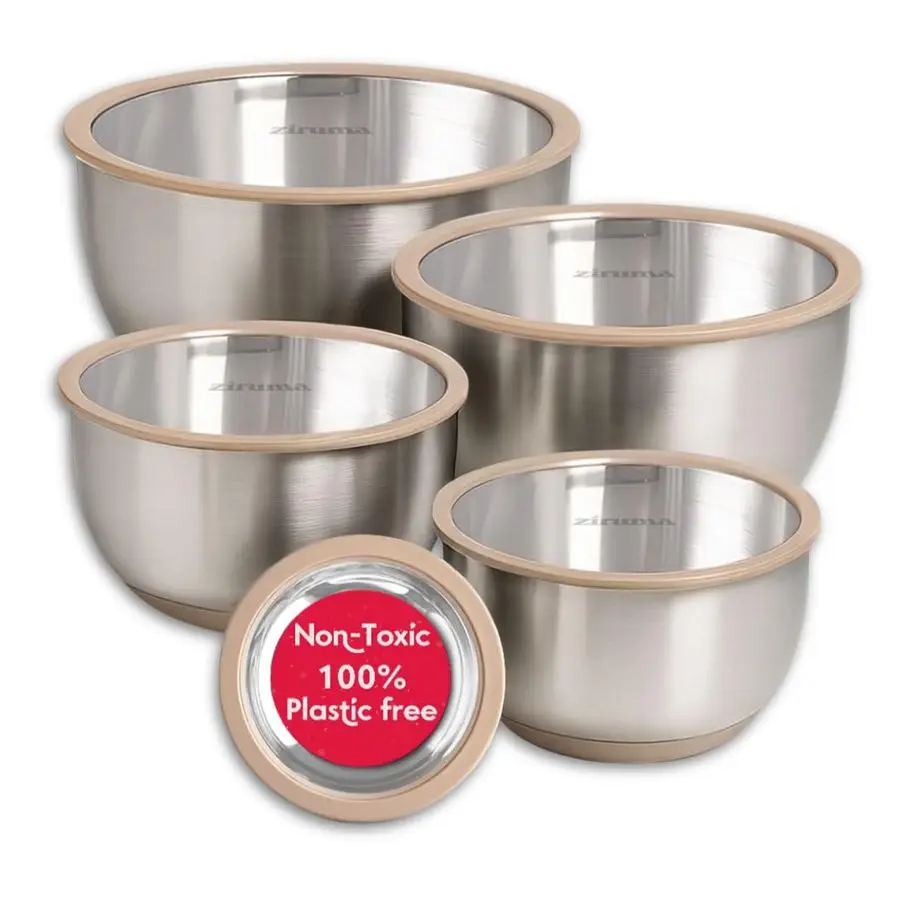 NonToxic Mixing Bowls with Lids Set, Stainless Steel amp Glass, 5 Pcs Plastic Free Bowls with Silicone NonSlip Base, Dishwasher
NonToxic Mixing Bowls with Lids Set, Stainless Steel amp Glass, 5 Pcs Plastic Free Bowls with Silicone NonSlip Base, Dishwasher