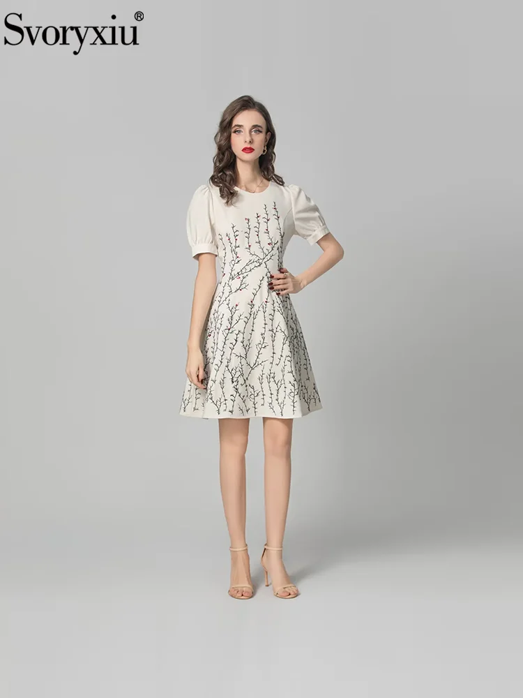 Svoryxiu Fashion Runway Summer Party Floral Embroidery Knee-Length Dress Women's O-Neck Short Sleeve High Waist A-Line Dresses
Svoryxiu Fashion Runway Summer Party Floral Embroidery Knee-Length Dress Women's O-Neck Short Sleeve High Waist A-Line Dresses