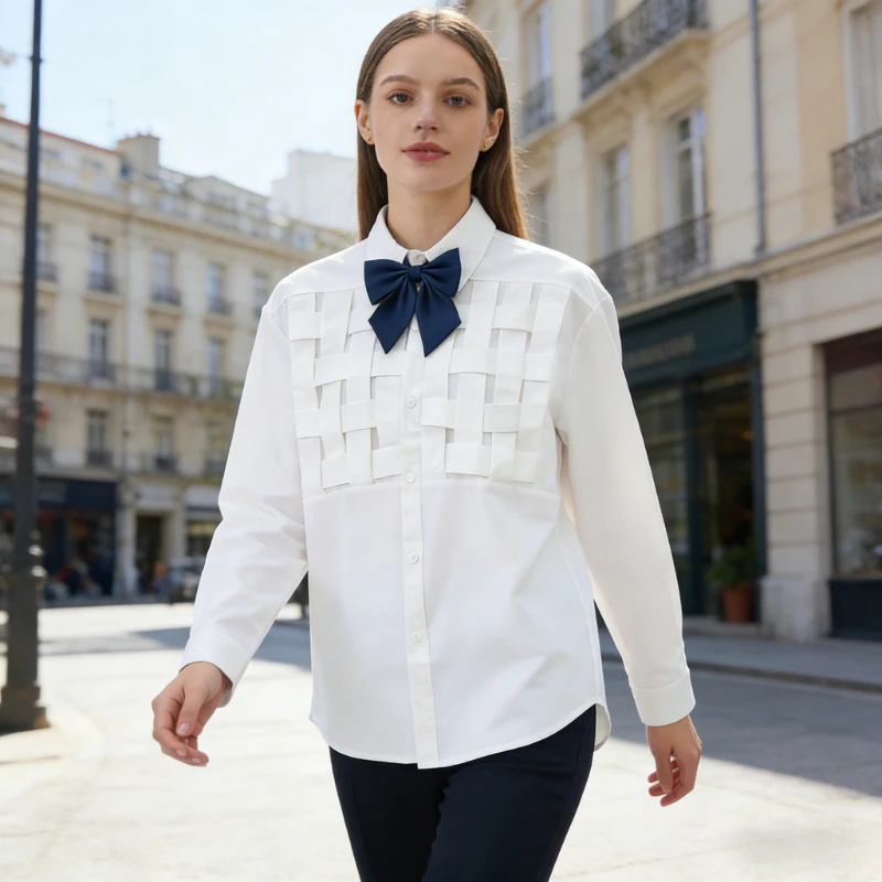 Женская тканая рубашка E-BAIHUI с длинным рукавом, отложным воротником, на пуговицах спереди, однотонная, повседневная, свободного кроя, модная блузка для женщин
Женская тканая рубашка E-BAIHUI с длинным рукавом, отложным воротником, на пуговицах спереди, однотонная, повседневная, свободного кроя, модная блузка для женщин