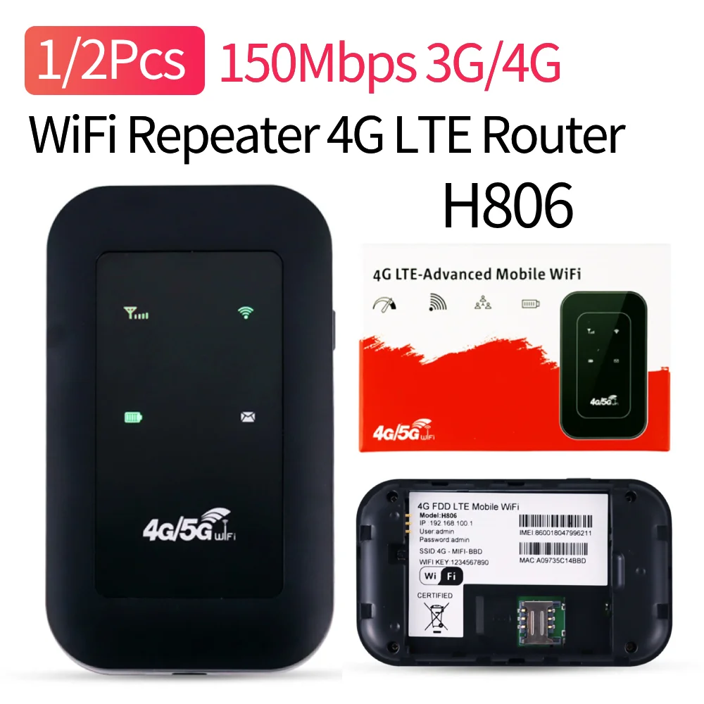 1/2Pcs WiFi Repeater 4G LTE Router Signal Amplifier Network Expander Adaptor 150Mbps 3G/4G SIM Card Slot Extender Modem Dongle