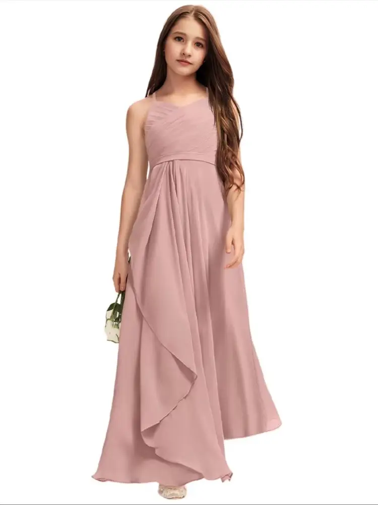 JKF Child V Neck Junior Bridesmaid Dress Flower Girl Dress Chiffon Floor Length With Elegant Ruffles Wedding Girls Formal Wear
JKF Child V Neck Junior Bridesmaid Dress Flower Girl Dress Chiffon Floor Length With Elegant Ruffles Wedding Girls Formal Wear