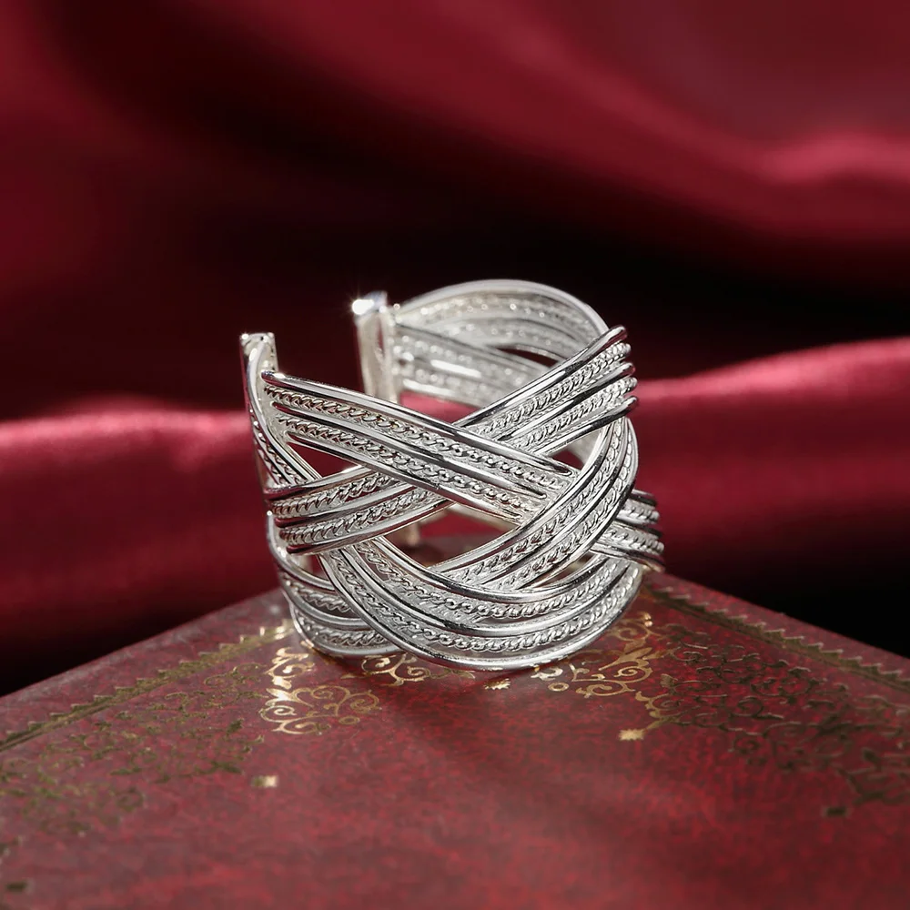925 Sterling Silver Weave Network Open Rings For Women Wedding Luxury Jewelry Gifts Accessories Wholesale Argent 925
925 Sterling Silver Weave Network Open Rings For Women Wedding Luxury Jewelry Gifts Accessories Wholesale Argent 925