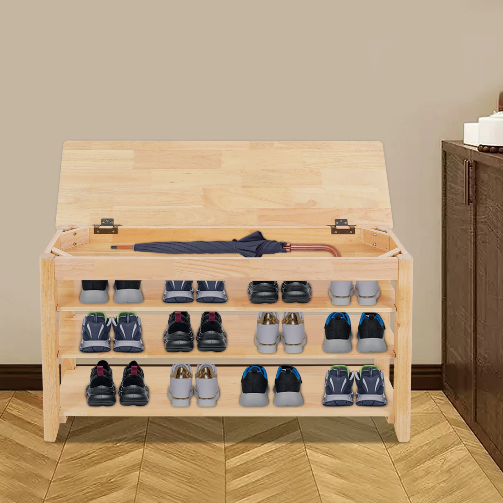 Modern Polishing Shoe Rack Rectangular 3-Tier Wooden Shoe Storage Bench Rubber Wood Shoe Rack Bench Log Color 39.3*11.81*22.04in
Modern Polishing Shoe Rack Rectangular 3-Tier Wooden Shoe Storage Bench Rubber Wood Shoe Rack Bench Log Color 39.3*11.81*22.04in