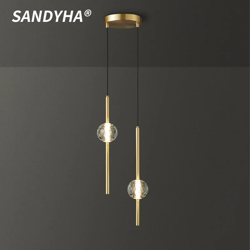 SANDYHA Nordic All Copper Pendant Light Iron Art Crystal Design Led Lamp Living Room Bedroom Decoration Dining Table Lighting
SANDYHA Nordic All Copper Pendant Light Iron Art Crystal Design Led Lamp Living Room Bedroom Decoration Dining Table Lighting