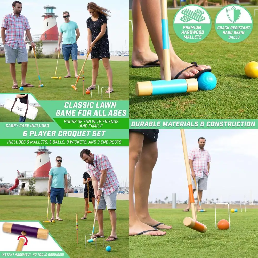 GoSports Six Player Croquet Set for Adults & Kids - Choose Deluxe (35") or Standard (28") - Modern Wood Design
GoSports Six Player Croquet Set for Adults & Kids - Choose Deluxe (35") or Standard (28") - Modern Wood Design