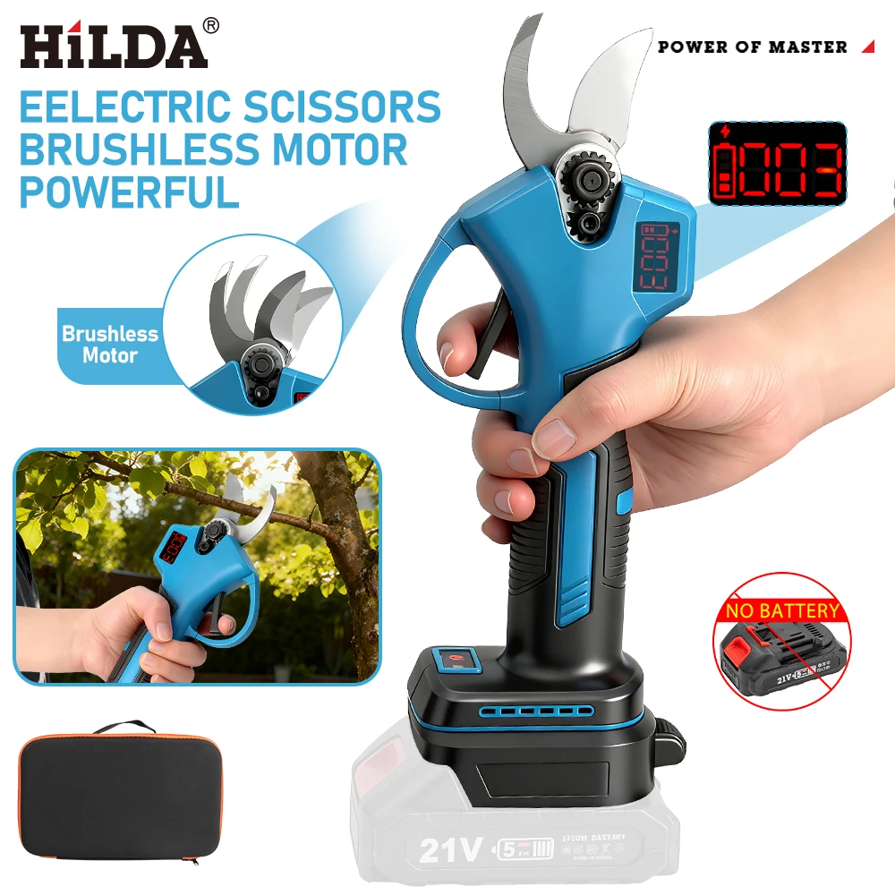 HILDA Electric Pruning Shears Garden Power Tool with LCD Display Brushless Fruit Branch Cutter Cordless for Makita Battery
HILDA Electric Pruning Shears Garden Power Tool with LCD Display Brushless Fruit Branch Cutter Cordless for Makita Battery