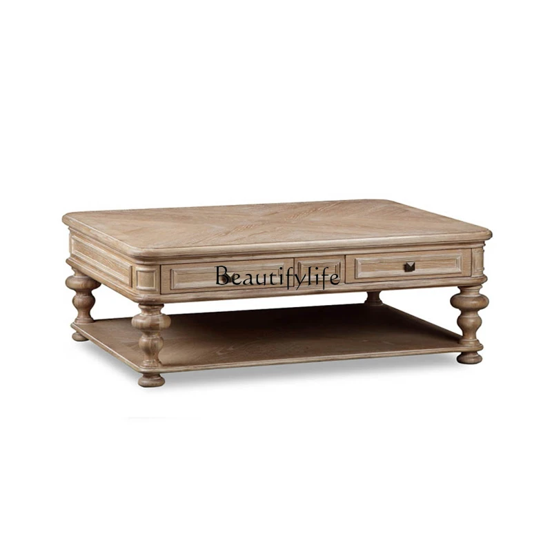 American country solid wood coffee table retro old storage coffee table living room with drawers
American country solid wood coffee table retro old storage coffee table living room with drawers