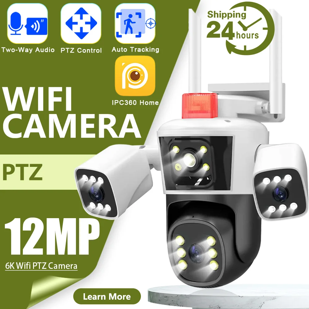IP Camera 6K 12MP HD WiFi Outdoor PTZ Camera Three Lens Three Screen Home Security PTZ Camera 6MP Video Surveillance IPC360 Home
IP Camera 6K 12MP HD WiFi Outdoor PTZ Camera Three Lens Three Screen Home Security PTZ Camera 6MP Video Surveillance IPC360 Home