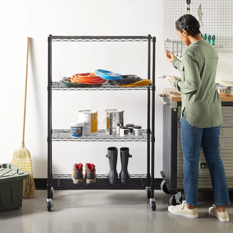 4 - Shelf Adjustable Heavy - Duty Storage Shelving Unit | 3'' Wheel Casters | 36" L x 14" W x 57.75" H Metal Wire R
4 - Shelf Adjustable Heavy - Duty Storage Shelving Unit | 3'' Wheel Casters | 36" L x 14" W x 57.75" H Metal Wire R