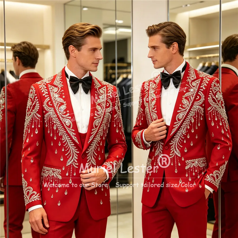 Luxury Beading Stones Suit Man For Wedding Slim Fit 2 Piece Sets Groom Tuxedo Customized Man Tuxedo Slim Fit trajes para hombre
Luxury Beading Stones Suit Man For Wedding Slim Fit 2 Piece Sets Groom Tuxedo Customized Man Tuxedo Slim Fit trajes para hombre