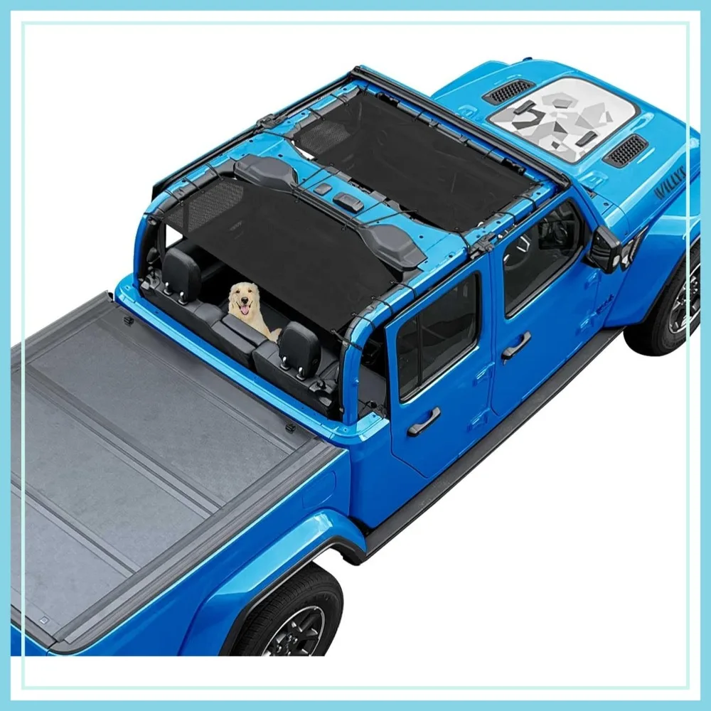JT Top Sun Shade Roof Compatible with Jeep Gladiator 4 Door 2018-2023 Sunshade Bikini Cover Blocks UV Wind Noise Black Mesh Front Rear 2 Pcs
JT Top Sun Shade Roof Compatible with Jeep Gladiator 4 Door 2018-2023 Sunshade Bikini Cover Blocks UV Wind Noise Black Mesh Front Rear 2 Pcs