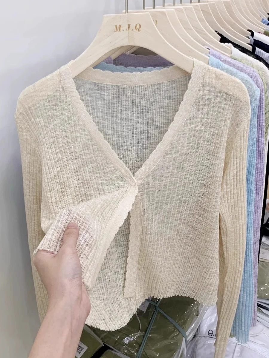 Тонкий вязаный открытый кардиган из ледяного шелка, женская летняя верхняя одежда Long Sve, кондиционер ort Sle, защита от солнца, Sma...
Тонкий вязаный открытый кардиган из ледяного шелка, женская летняя верхняя одежда Long Sve, кондиционер ort Sle, защита от солнца, Sma...