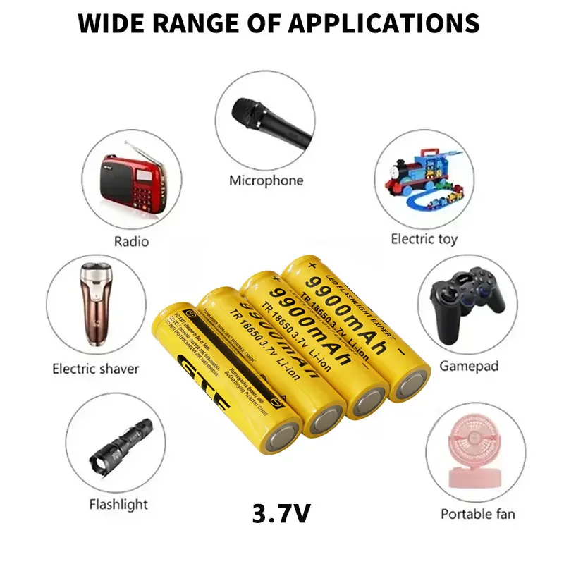 New 18650 battery 3.7V 9900mAh rechargeable Li-ion battery for Led flashlight Torch batery lithium battery
New 18650 battery 3.7V 9900mAh rechargeable Li-ion battery for Led flashlight Torch batery lithium battery