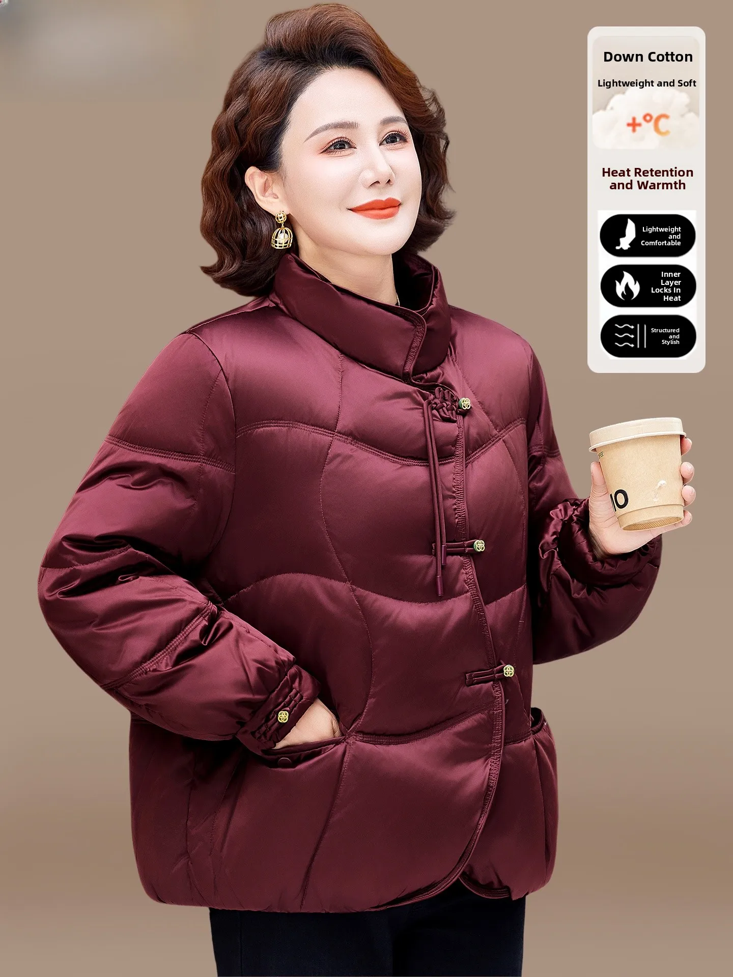 New Chinese Style Women's down Cotton Jacket Autumn Winter Outerwear Warm Windproof Loose Fit Standard Size for Middle-Aged A...
New Chinese Style Women's down Cotton Jacket Autumn Winter Outerwear Warm Windproof Loose Fit Standard Size for Middle-Aged A...