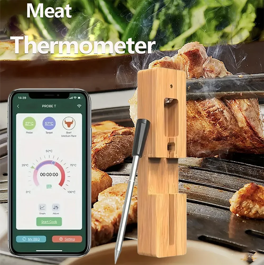 Интеллектуальный термометр для мяса специально для мониторинга температуры кухни в духовках, барбекю, копчении и выпечки.
Интеллектуальный термометр для мяса специально для мониторинга температуры кухни в духовках, барбекю, копчении и выпечки.