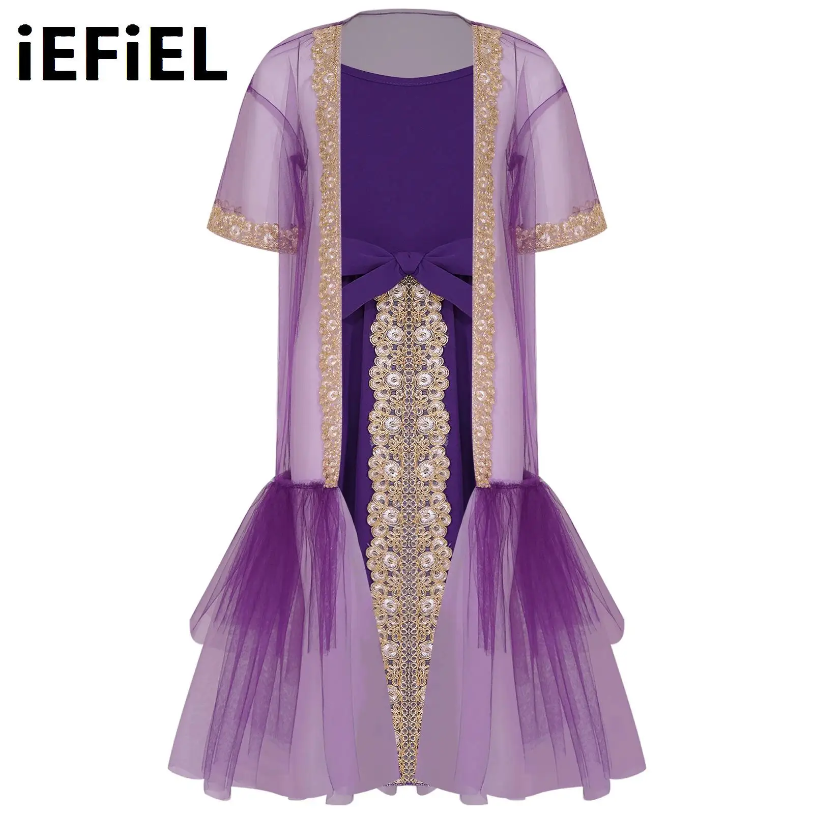 Kids Girls Applique Party Dress Sets Embroidered Adjustable Spaghetti Straps Dress with Belt Short Sleeve Open Front Tulle Cloak
Kids Girls Applique Party Dress Sets Embroidered Adjustable Spaghetti Straps Dress with Belt Short Sleeve Open Front Tulle Cloak