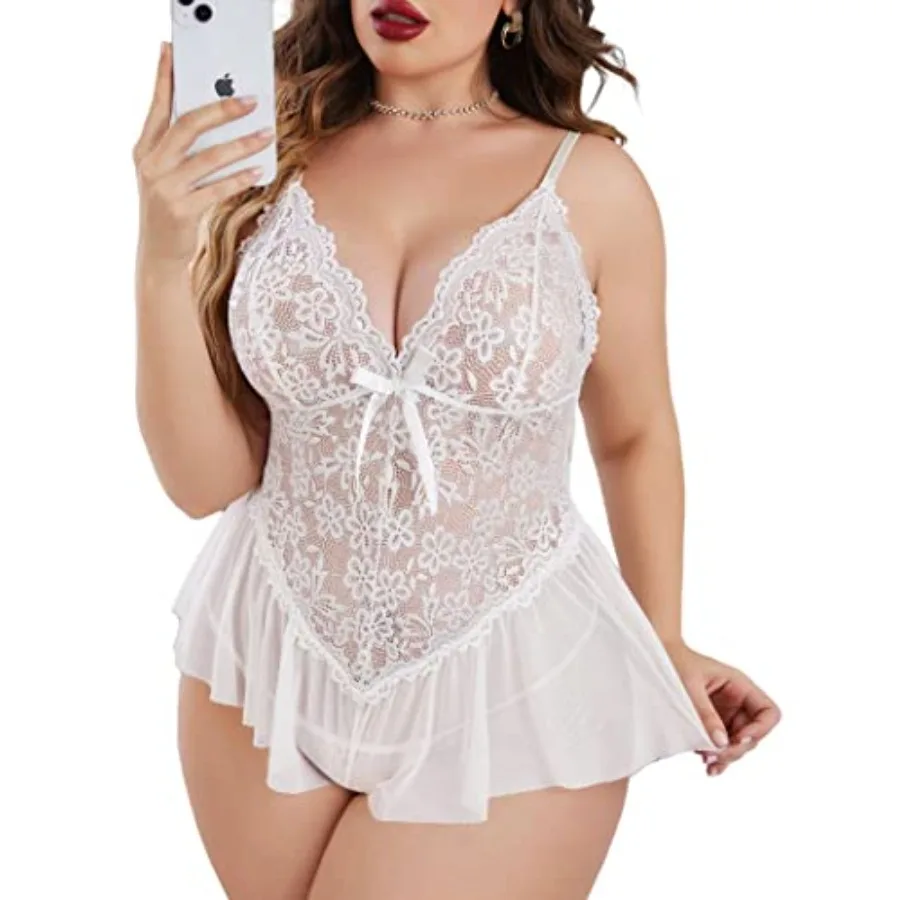 Avidlove Plus Size Lingerie for Women Lace Bodysuit One Pcs Teddy Babydoll Mesh Chemise V Neck Sleepwear L-5XL
Avidlove Plus Size Lingerie for Women Lace Bodysuit One Pcs Teddy Babydoll Mesh Chemise V Neck Sleepwear L-5XL