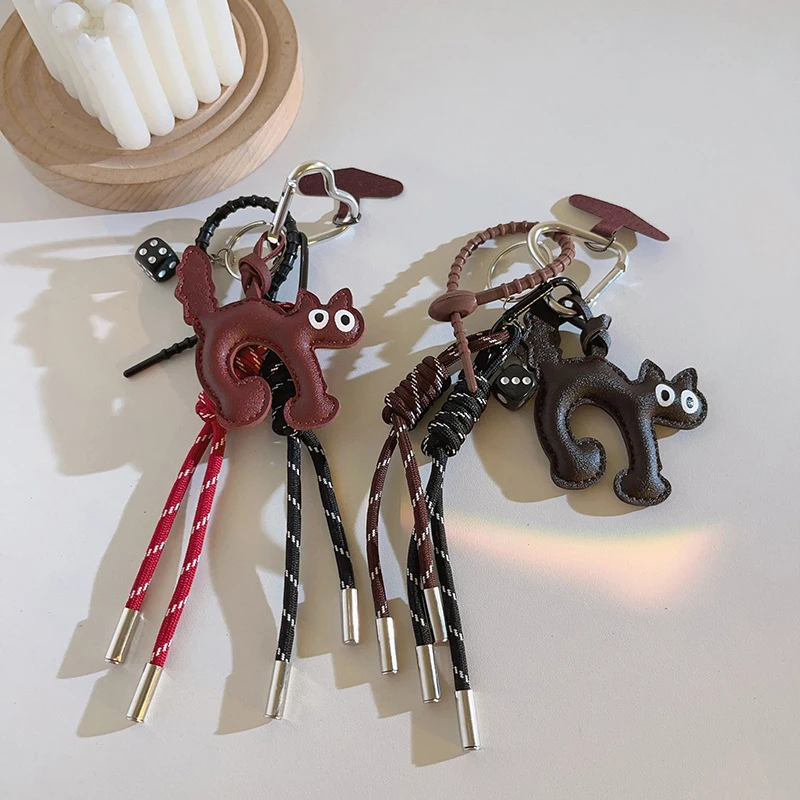 Fluffy Kawaii Leather Bow-backed Cat Shape Keychain Fashion Vintage Nylon Rope Pendant Phone Shell Lanyard With Clip Bag Charms
Fluffy Kawaii Leather Bow-backed Cat Shape Keychain Fashion Vintage Nylon Rope Pendant Phone Shell Lanyard With Clip Bag Charms