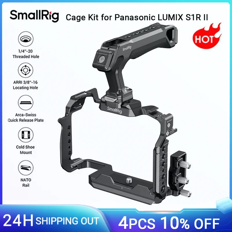 Комплект клетки SmallRig S1R II для Panasonic LUMIX S1R II с верхней ручкой, зажим для кабеля USB-C с быстросъемной пластиной Arca-Swiss 4903
Комплект клетки SmallRig S1R II для Panasonic LUMIX S1R II с верхней ручкой, зажим для кабеля USB-C с быстросъемной пластиной Arca-Swiss 4903